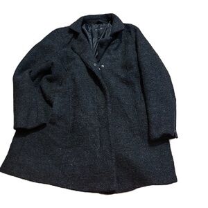 Therapy Wool Blend Boucle Jacket Zipper & Snap Button 1X Black W/ Silver Speckle